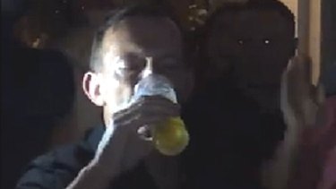 Tony Abbott finished a beer in 10 seconds on Saturday night.