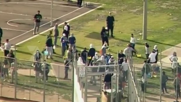 The scene at the Metropolitan Remand Centre at Ravenhall during the June riot.