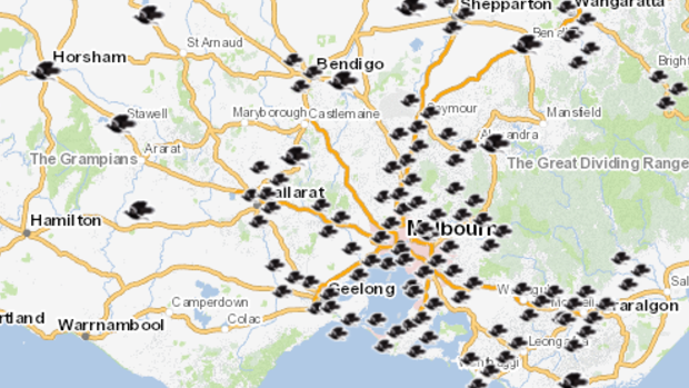 Last year's reported magpie swooping locations