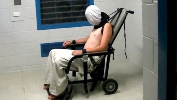 The image of Dylan Voller in a spit-hood at the Don Dale Youth Detention Centre that helped trigger the royal commission.