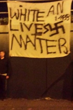 This banner mirrors the message of graffiti at Midland Gate Shopping Centre in December.