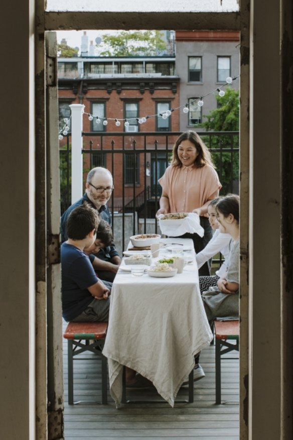 Cookbook author Hetty McKinnon with her family in her new hometown of New York. 