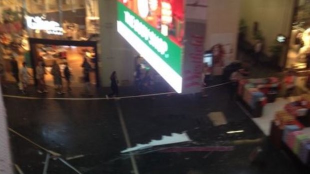 Inside of the Westfield Shopping Centre in Bondi Junction which has been evacuated after a roof collapsed.