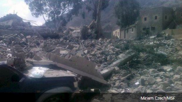The MSF hospital in Yemen, destroyed by an airstrike from the Saudi-led coalition.