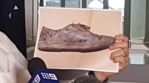 A picture of a shoe believed to have belonged to Tiahleigh, recovered near where her body was found.