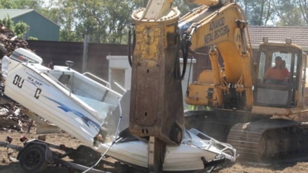 The boat, which had allegedly been used for illegal crabbing in local waters, was destroyed at Capalaba.