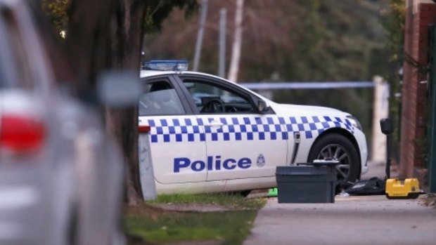 The scene in Moonee Ponds where Constable Ben Ashmole was shot in the head in July 2015.