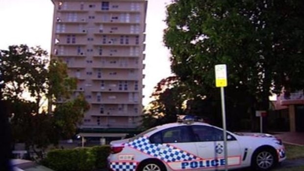 Police outside an Auchenflower apartment building where an 11-year-old girl was found dead.