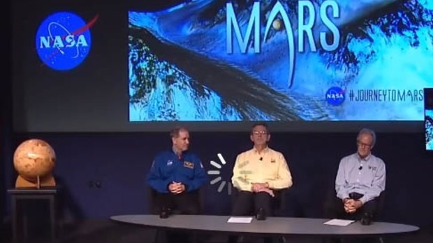 A screenshot of NASA's live stream buffering its way through a 'major' Mars announcement. 