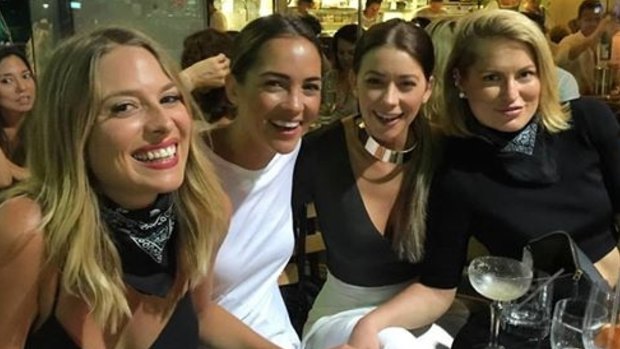 Keira Maguire (far right) is an upcoming contestant on The Bachelor. She is best friends with Lisa Clark (far left) who is Strahan's first cousin. Also pictured The Bachelor season two star Lisa Hyde (middle right) and Big Brother star Aisha McKinnon. 