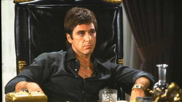 Arico had a still from the film <i>Scarface</i>, which stars Al Pacino, in his wine cellar.
