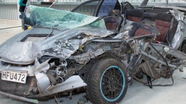 The 1997 Silver Mitsubishi Lancer involved in a crash.