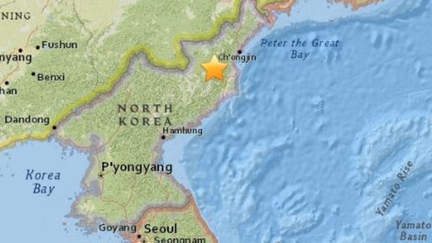 The epicentre of the earthquake that hit North Korea at 12:30pm AEDST
