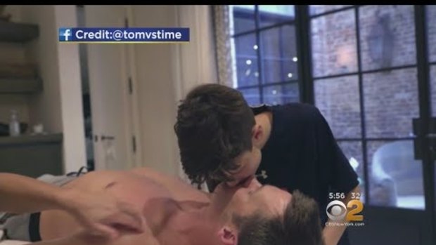 Tom Brady is kissed by his son, Jack in a promotional video.