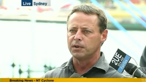 David Hicks gives a press conference in Sydney. 