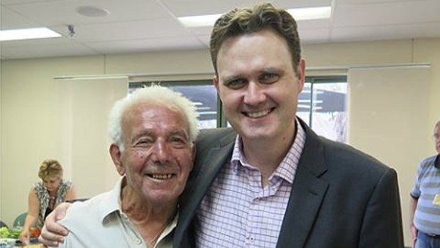 Eugenio Prenesti, 91, with local MP Robin Scott, the Minister for Multicultural Affairs.