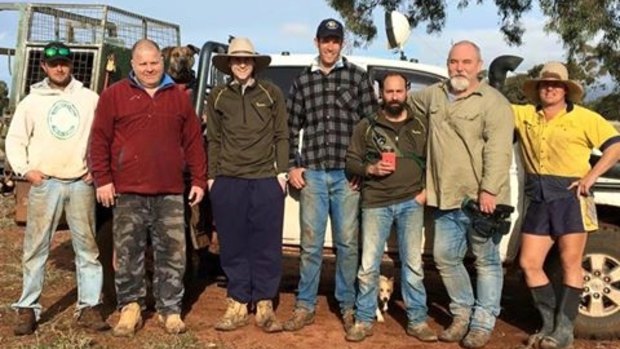 Kailem Barwick (third from left) during the hunting trip with Greig Tonkins (centre). 