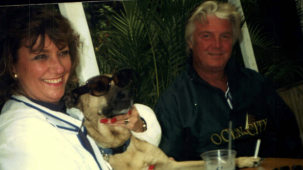 Michael Funk, who died in September, with his wife, Marcia, and their dog, "Hey," during happier times. Michael Funk died after contracting Vibrio in Ocean City.