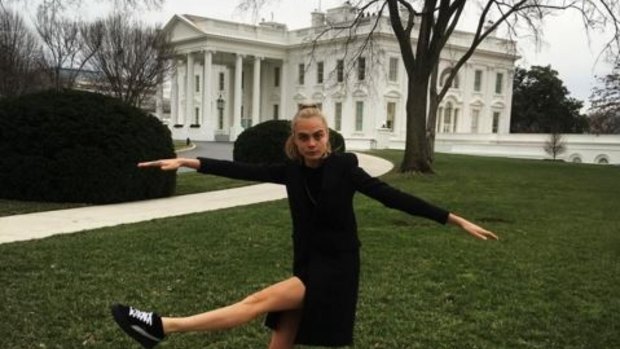Dressed down chic: Cara Delevingne wore runners to the White House and no one died.