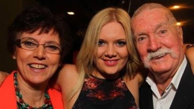 Tanami Nayler with her mum Vivien and dad Don on the night of her 21st birthday.