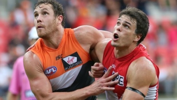 Gone for the season: Giants ruckman Shane Mumford is to have surgery on an injured ankle.