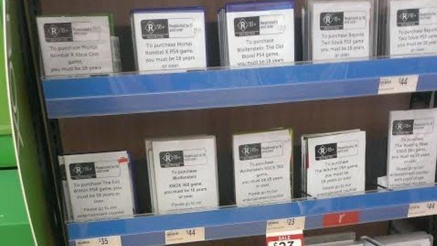 Target store displays video games in cigarette-style plain packaging