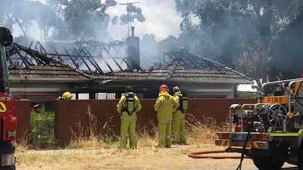 The Greenmount house ablaze on Tuesday. 