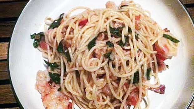 Prawn and pancetta spaghettini from The Boulevard.