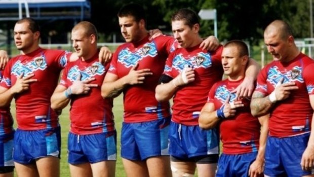 Making progress: Some members of the Serbian rugby league team before playing Russia in May 2015.