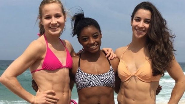 US gymnasts Simone Biles, Madison Kocian and Aly Raisman.