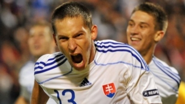 Sydney FC prospect ... Slovakian striker Filip Holosko in action for his country.