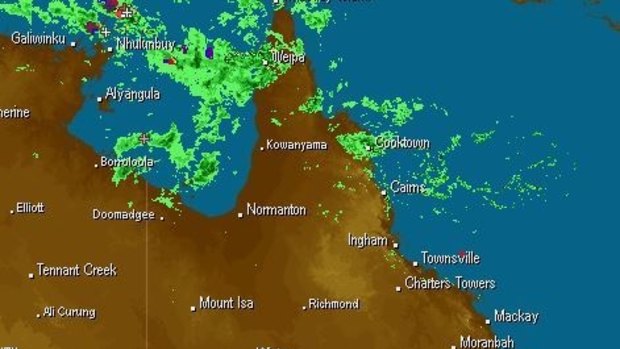 A Weatherzone map shows the radar of north-west Queensland and north-east Northern Territory on Tuesday.