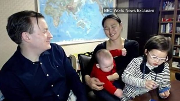 Robert Kelly and his wife, Kim Jung-A, said they were mortified at first but found the video funny "like everybody else".