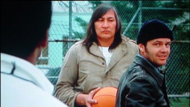 Will Sampson as the Chief (centre) with Jack Nicholson as McMurphy in the film, which author Ken Kesey refused to watch.

