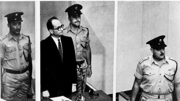 Adolf Eichmann in the dock at his trial in Jerusalem.