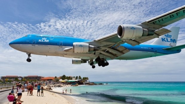 Sint Maarten is a popular destination for plane spotters, as the planes fly low over Maho Beach into the airport. 