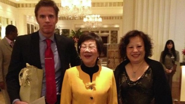 Charlyne Chen, with Taiwan's former vice-president Annette Lu, centre, and an unidentified man, in a photo posted by the Trump International Realty in Las Vegas in 2012.