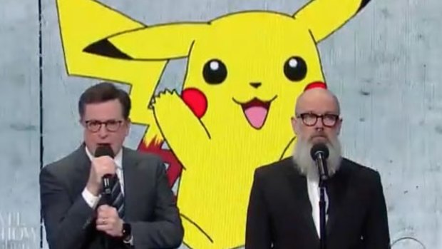 Stephen Colbert and Michael Stipe farewell 2016.