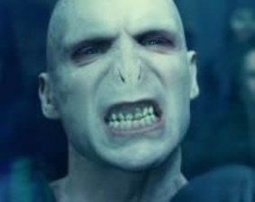 Ralph Fiennes offers his  familiar intensity as Voldemort in Harry Potter.
