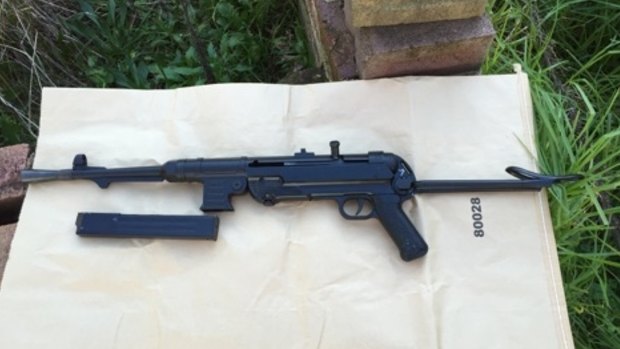 The MP-40 sub-machinegun found in an inner-west toilet. 