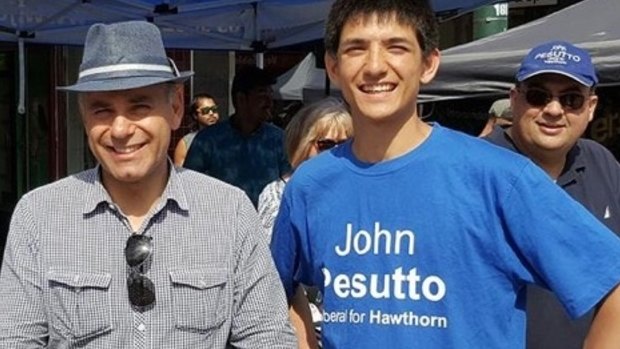 Melbourne University Liberal Club president Xavier Boffa (right) with shadow attorney-general John Pesutto.