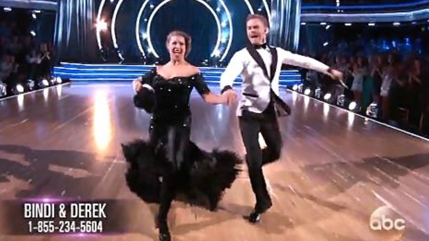 Bindi Irwin and Derek Hough perform on <i>Dancing With The Stars</i>.