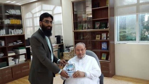 Yusuf al-Qaradawi has been called a "global imam" for his influence in Muslim communities worldwide. Here he is seen with Waseem Razvi, the founder and president of the Islamic Research and Educational Academy in Melbourne.