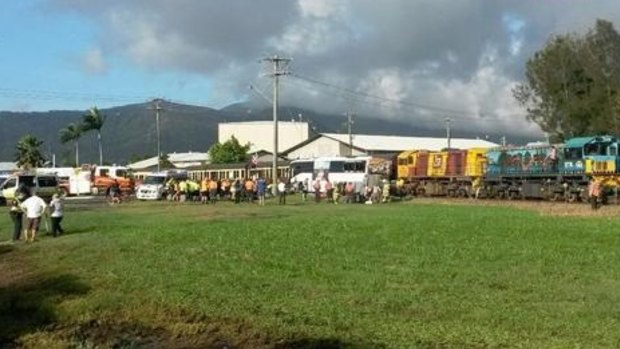 A bus collided with a train in Cairns.