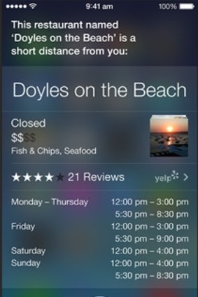 A screenshot of Apple's Siri.