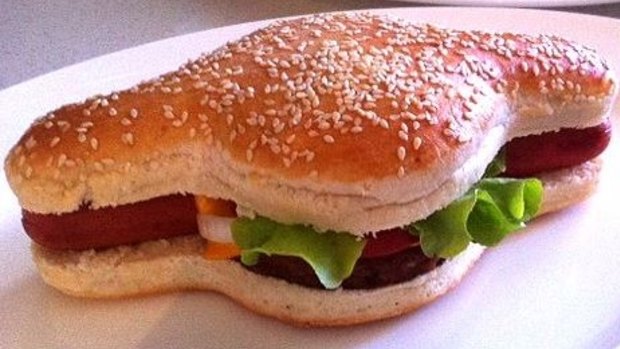 A hot dog and a hamburger - together at last!