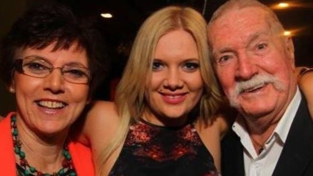 Tanami Nayler with her mum Vivien and dad Don on the night of her 21st birthday.