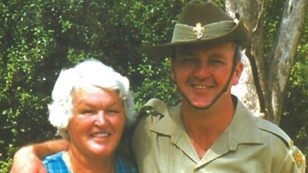 Mary Lockhart and son Greg Holmes in 2000.