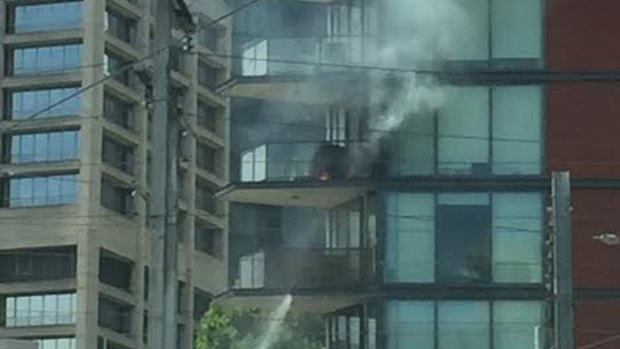 Balcony fire in Flinders Street