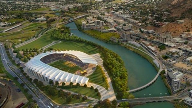 Artists' impression of the planned new stadium in Townsville.